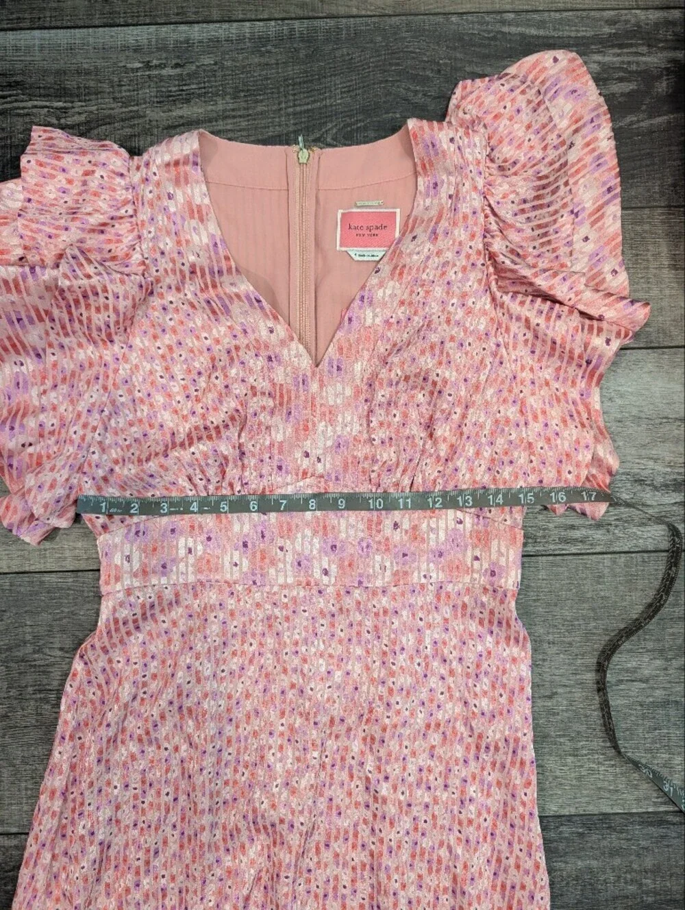 *New* Kate apade Pink Flutter Sleeve V-Neck Midi Dress Sz 4